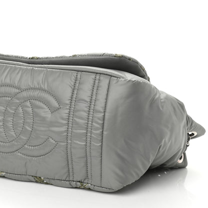 Chanel Nylon Quilted Tweed Stitch Bubble Accordion Flap Grey 10 of 10