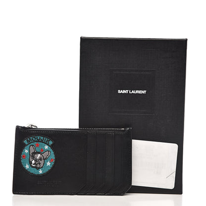 Saint Laurent Calfskin Moujik Patch Fragments Zip Pouch Card Holder Black 9 of 9