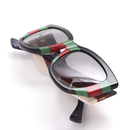 Gucci Acetate Web Oversized Frame Rectangle Sunglasses GG0276S Black Multicolor 8 of 9