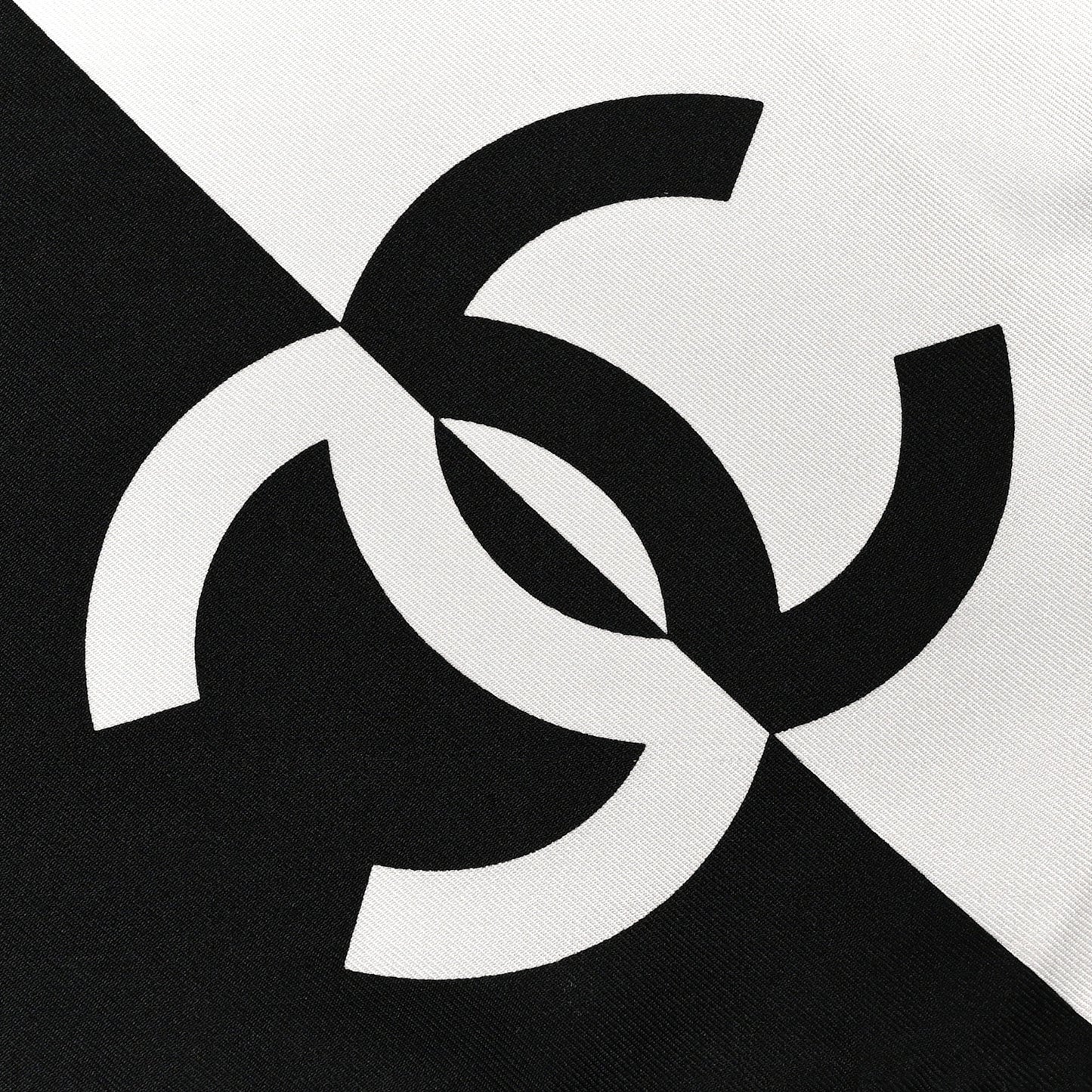 Silk CC Logo Scarf White Black White White Black White