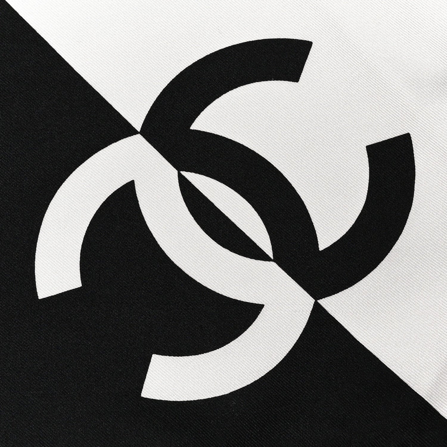 Chanel Silk CC Logo Scarf White Black White White Black White 2 of 3