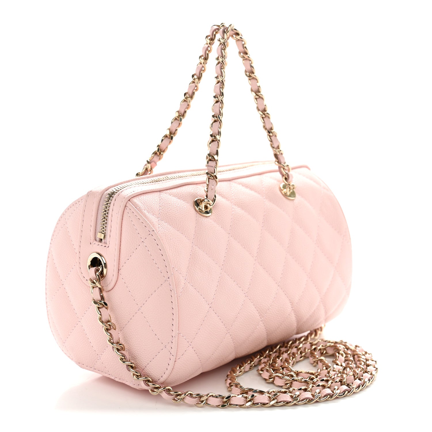 Chanel Caviar Quilted Barrel Clutch With Chain Light Pink 3 of 11