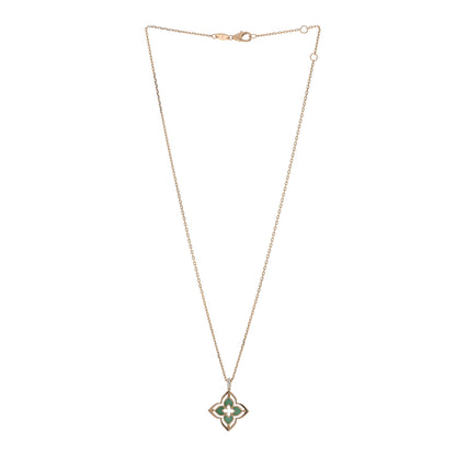 Roberto Coin 18K Rose Gold Diamond Chrysoprase Small Venetian Princess Pirouette Pave Pendant Necklace 2 of 5