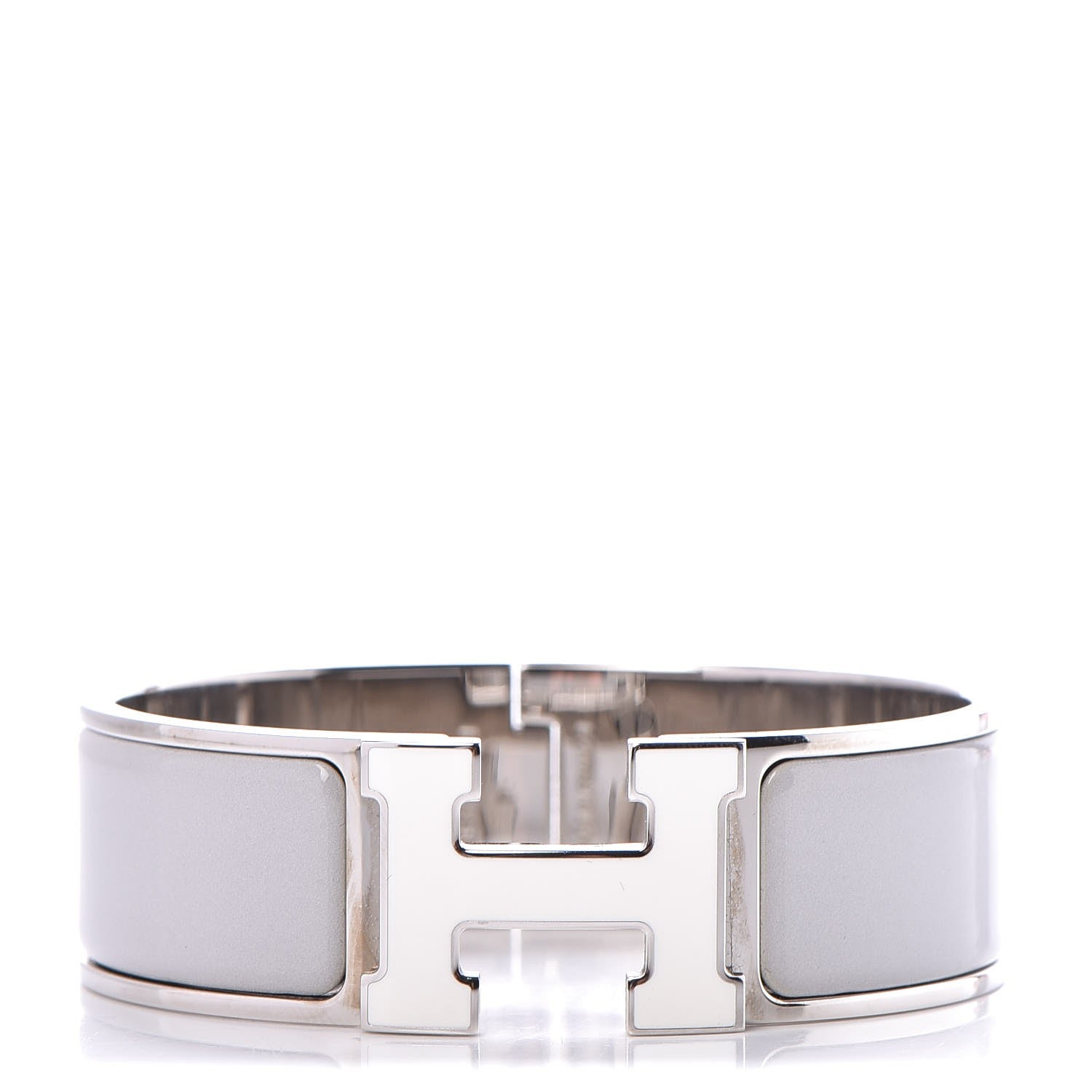 Hermes Enamel Wide Clic Clac H Bracelet GM White 1 of 5