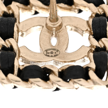 Chanel Crystal Lambskin Chain Sergeant Chanel Stud Earrings Black Gold 4 of 4