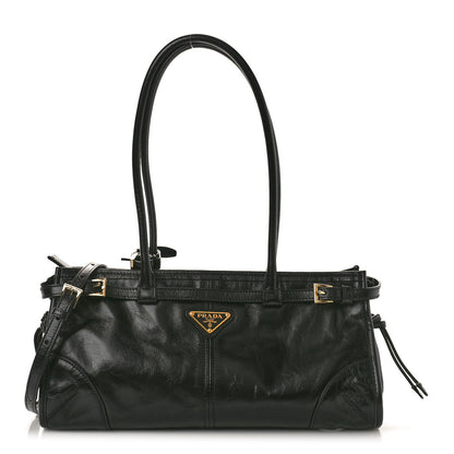 Prada Shiny Nappa Medium Shoulder Bag Black 1 of 9