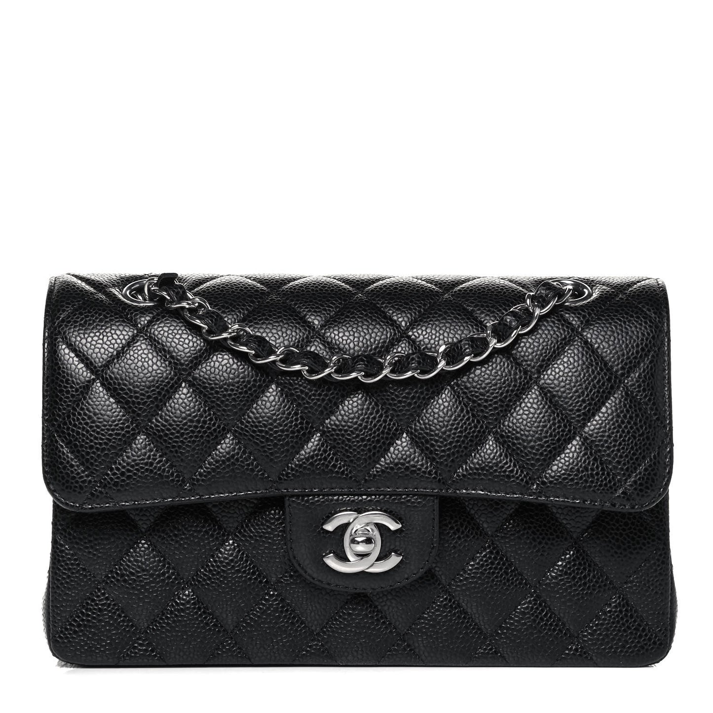 Caviar Quilted Small Double Flap Black