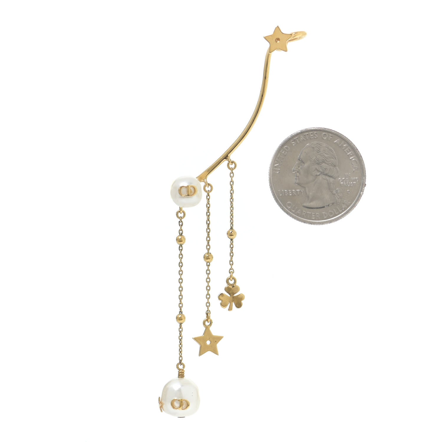 Christian Dior Pearl Shiny-D Earring Gold 2 of 4