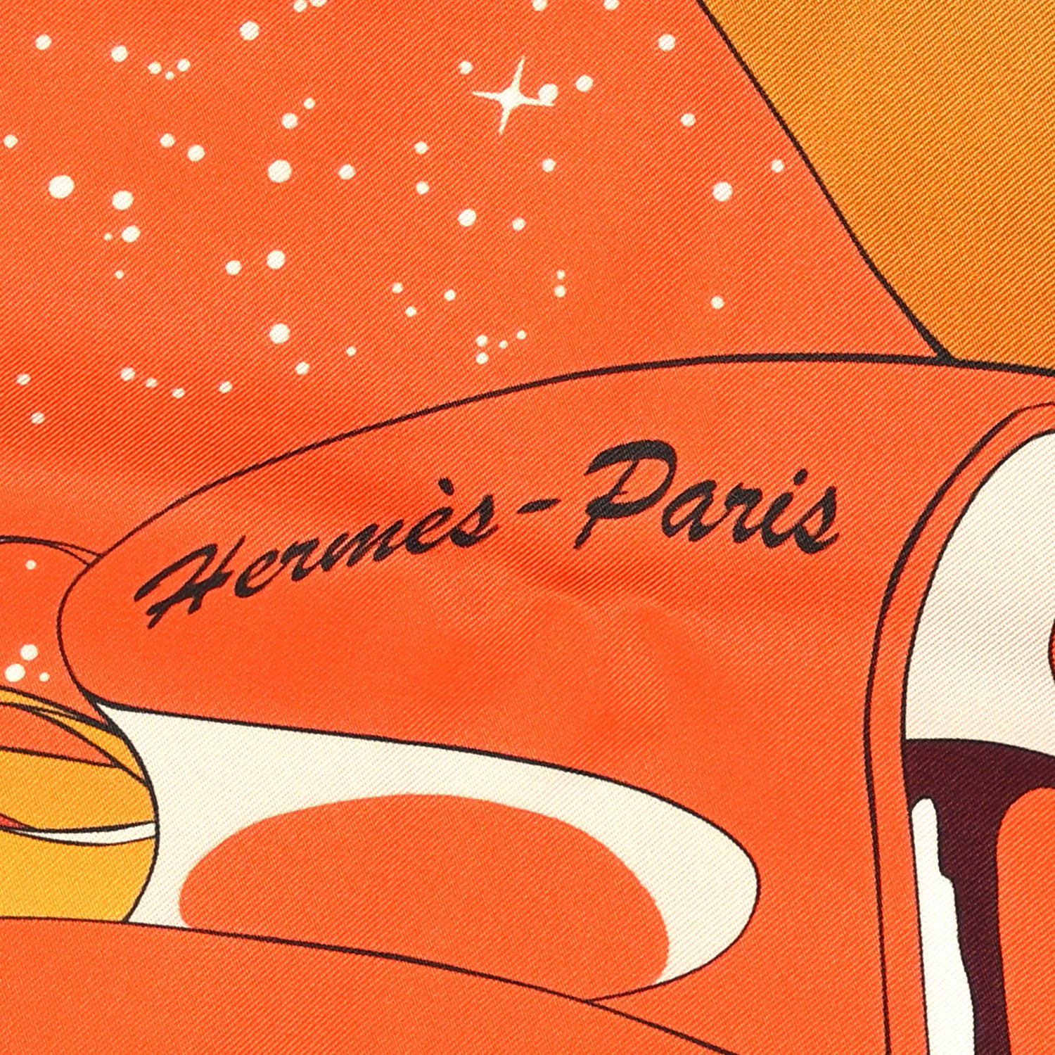 Hermes Silk Space Derby Scarf 90 Orange Creme Roux 2 of 5