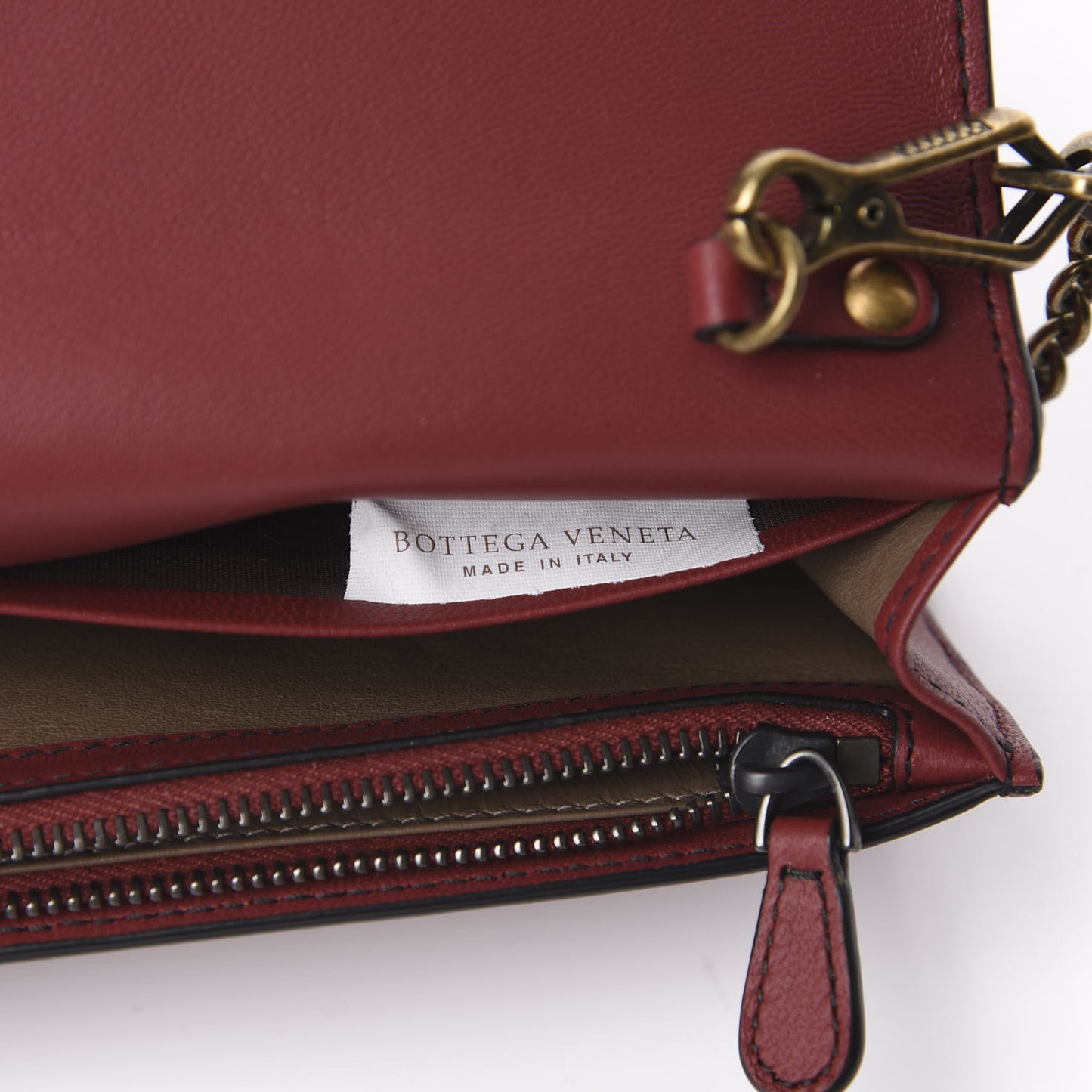 Nappa Intrecciato Ellittica Chain Wallet Baccara Rose