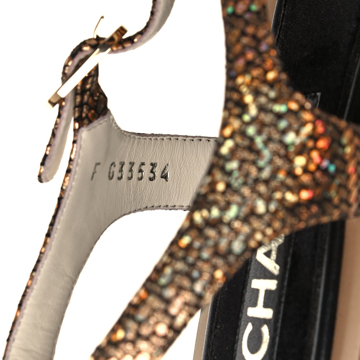 Chanel Fantasy Goatskin Suede CC Chain Thong Sandals 38.5 Gold Black 8 of 8