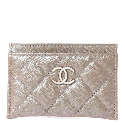 Chanel Iridescent Caviar Quilted Card Holder Beige 1 of 9