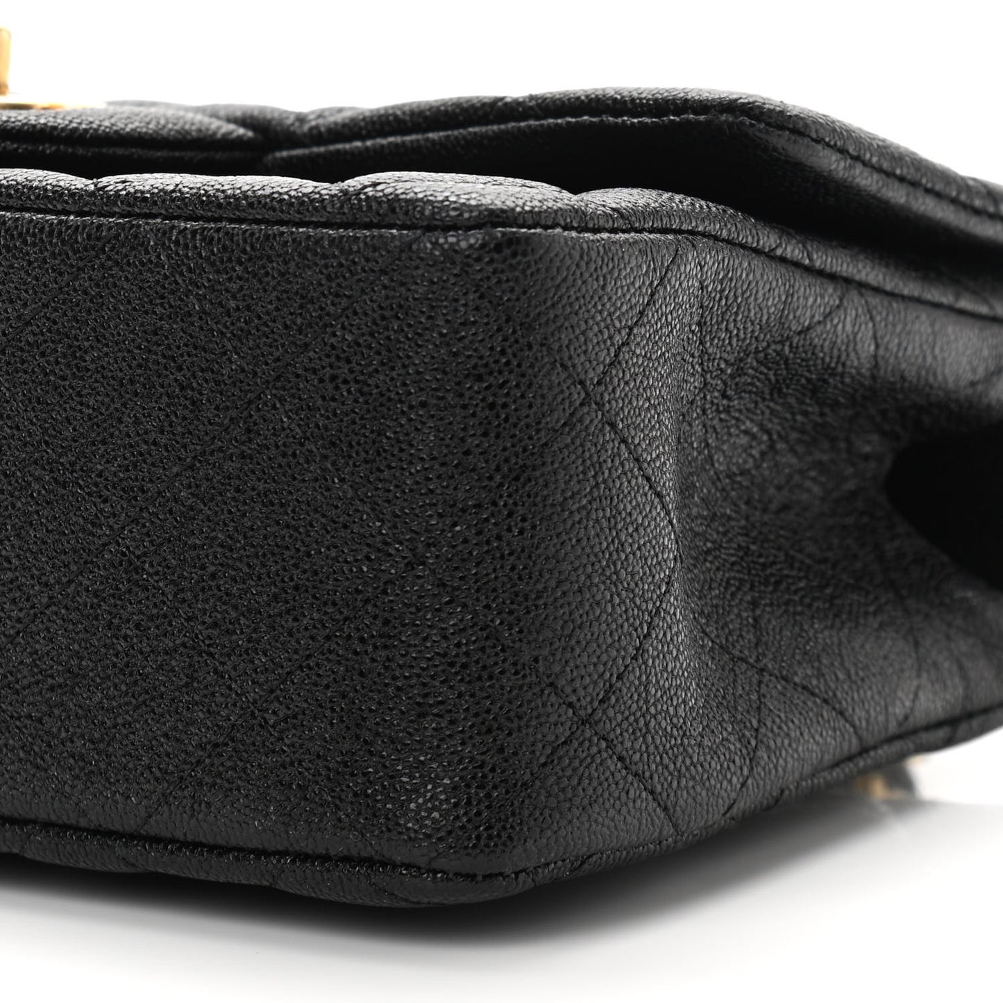 Caviar Quilted Mini Top Handle Rectangular Flap Black