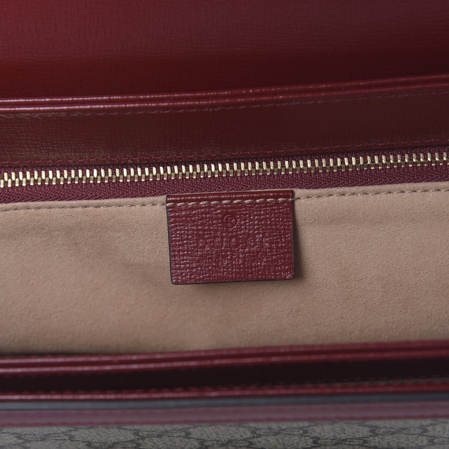 GG Supreme Monogram Azalea Calfskin Horsebit 1955 Shoulder Bag Beige Ebony New Cherry Red