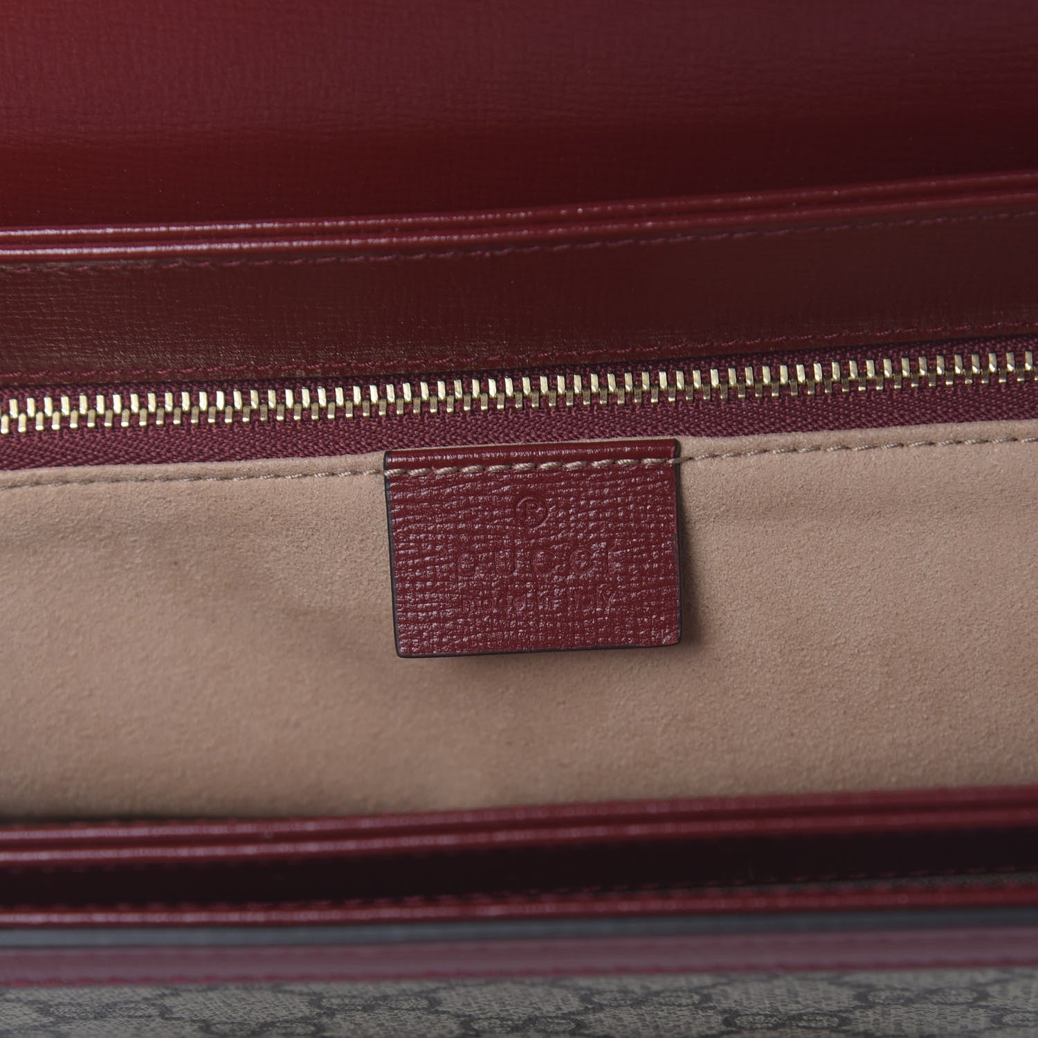 Gucci GG Supreme Monogram Azalea Calfskin Horsebit 1955 Shoulder Bag Beige Ebony New Cherry Red 7 of 9