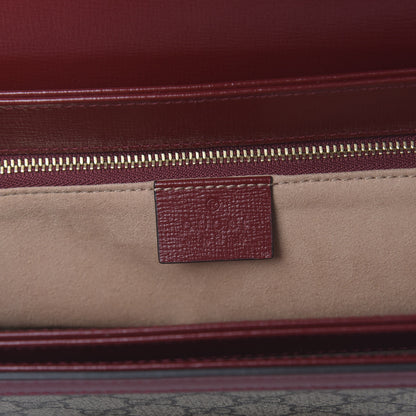 Gucci GG Supreme Monogram Azalea Calfskin Horsebit 1955 Shoulder Bag Beige Ebony New Cherry Red 7 of 9