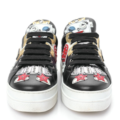 Prada Calfskin Patchwork Robot Queen Sneakers 36 Black 2 of 8