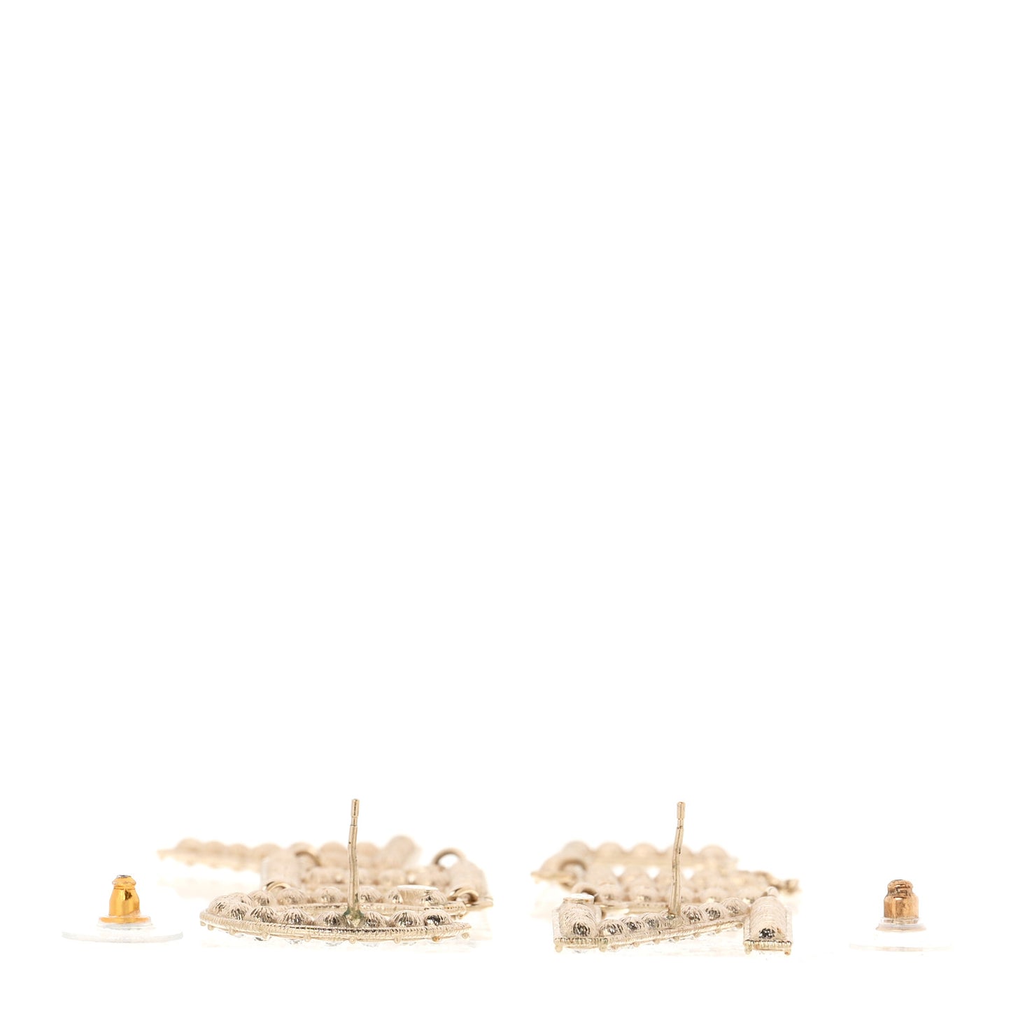 Crystal Cha-Nel Logo Drop Earrings Gold