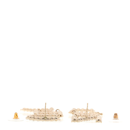 Chanel Crystal Cha-Nel Logo Drop Earrings Gold 3 of 4