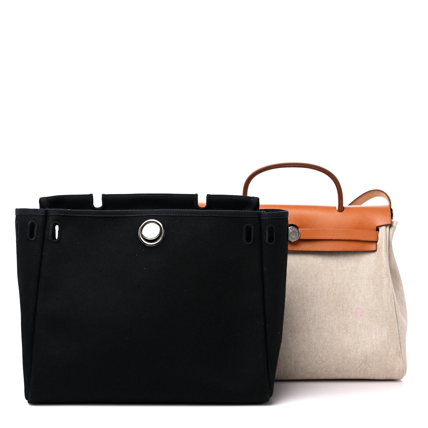 Toile Vache Calfskin Herbag 30 PM Black Natural