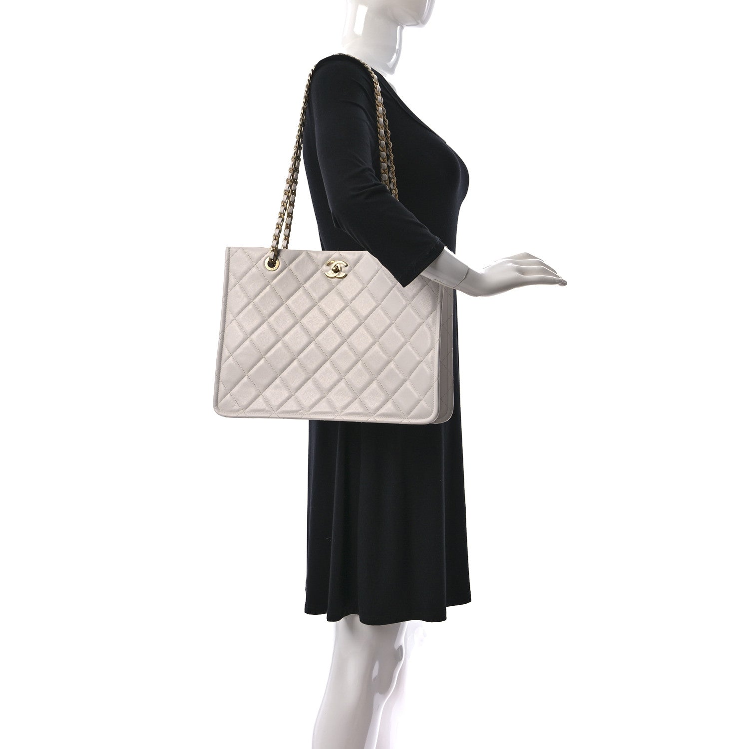 Chanel Caviar Quilted Sweet Classic Shopping Tote White 2 of 15