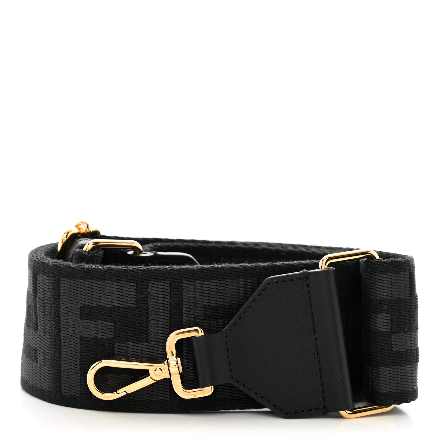 Fendi Ribbon Vitello Seta FF 1974 Adjustable Strap You Black 1 of 4