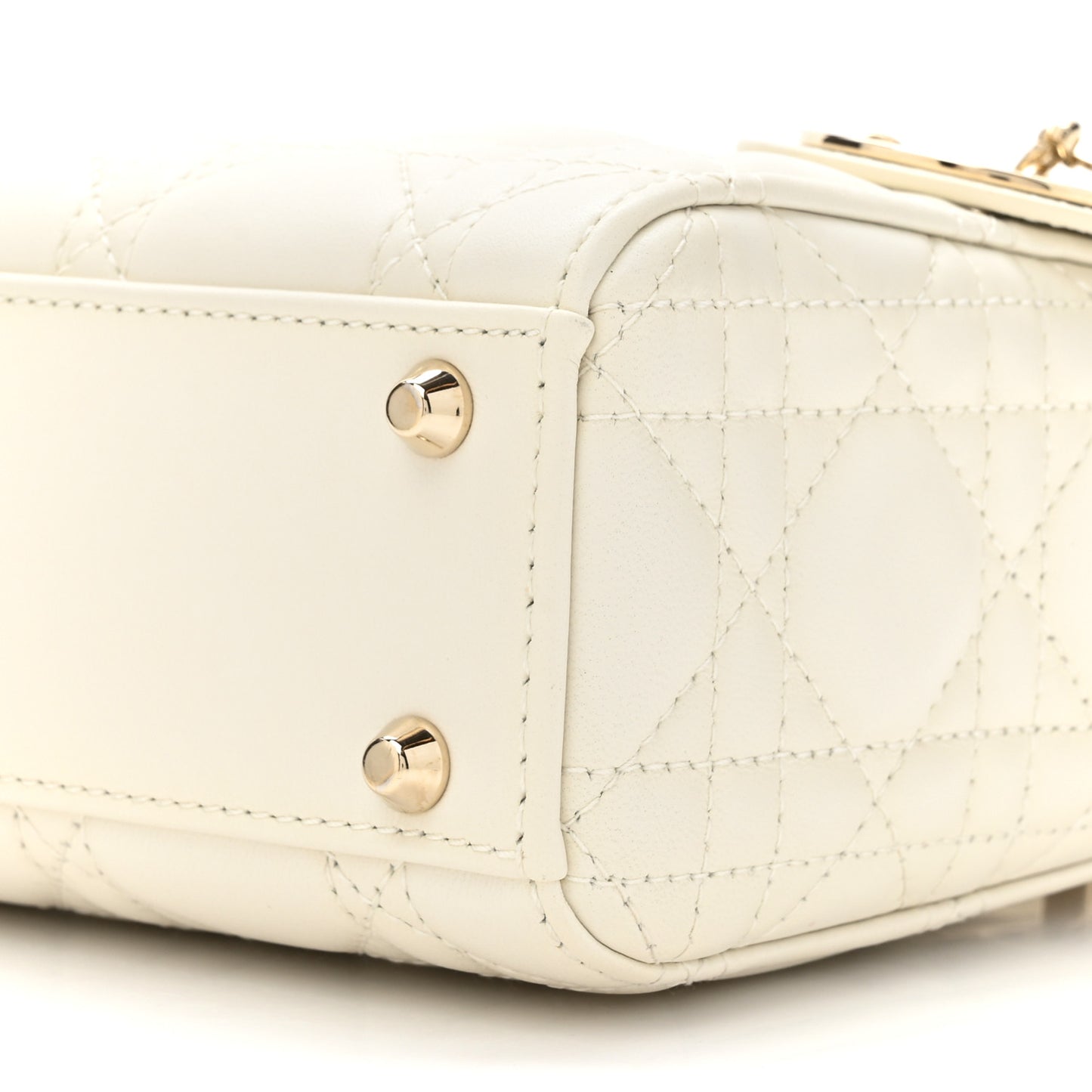 Lambskin Cannage Mini Lady Dior White