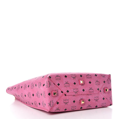 MCM Visetos Kira North South Shopper Tote Pink 5 of 10