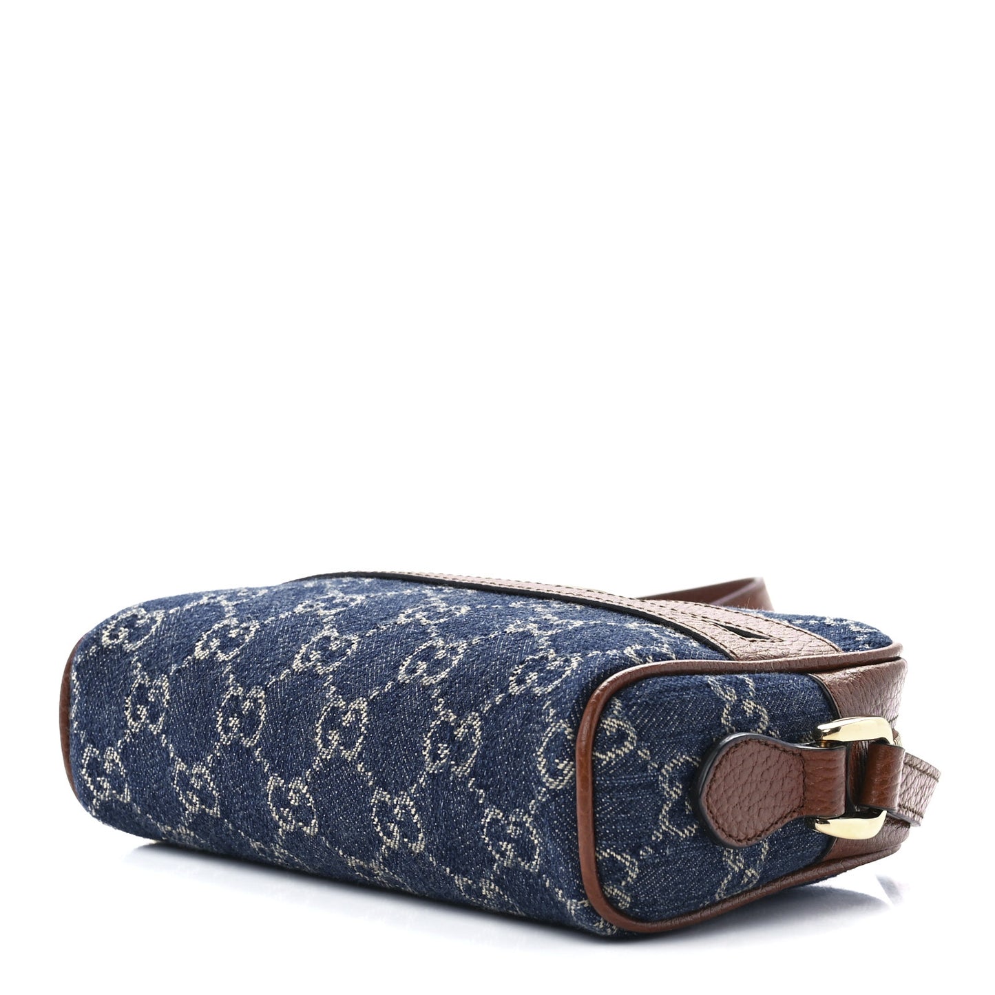 New Denim GG Monogram Dollar Calfskin Mini Ophidia Shoulder Bag Blue Tea Cuir Epilog