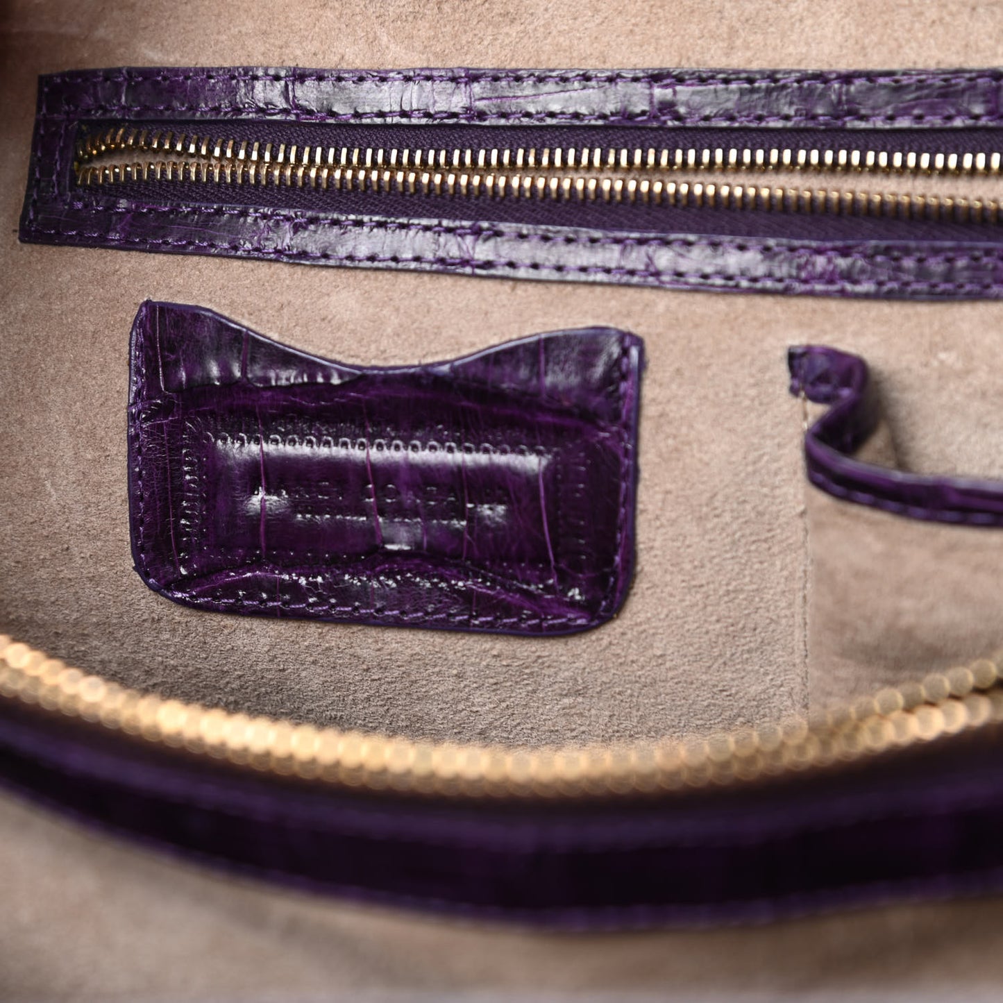 Crocodile Medium Wallis Top Handle Satchel Purple