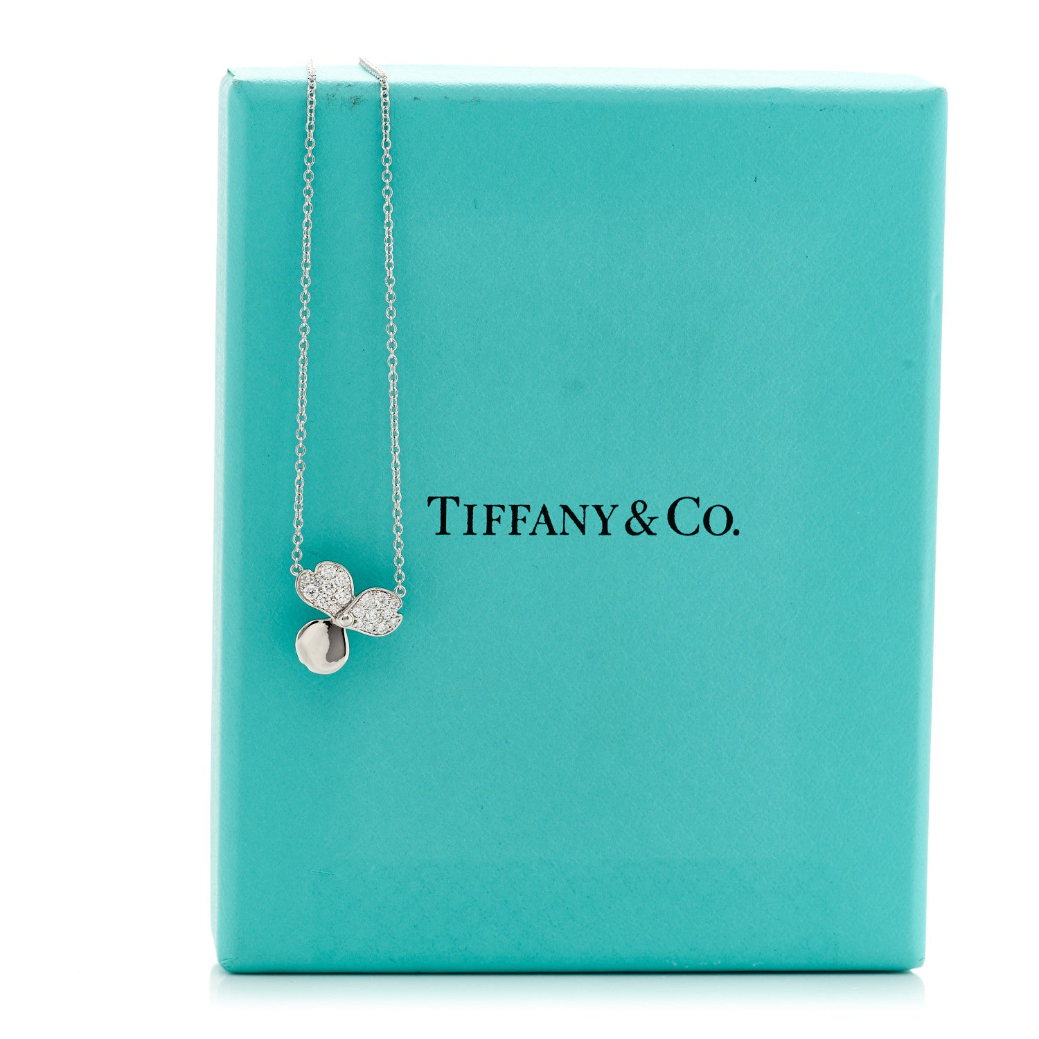 Tiffany Platinum Diamond .17ctw Small Paper Flowers Pendant Necklace 6 of 6
