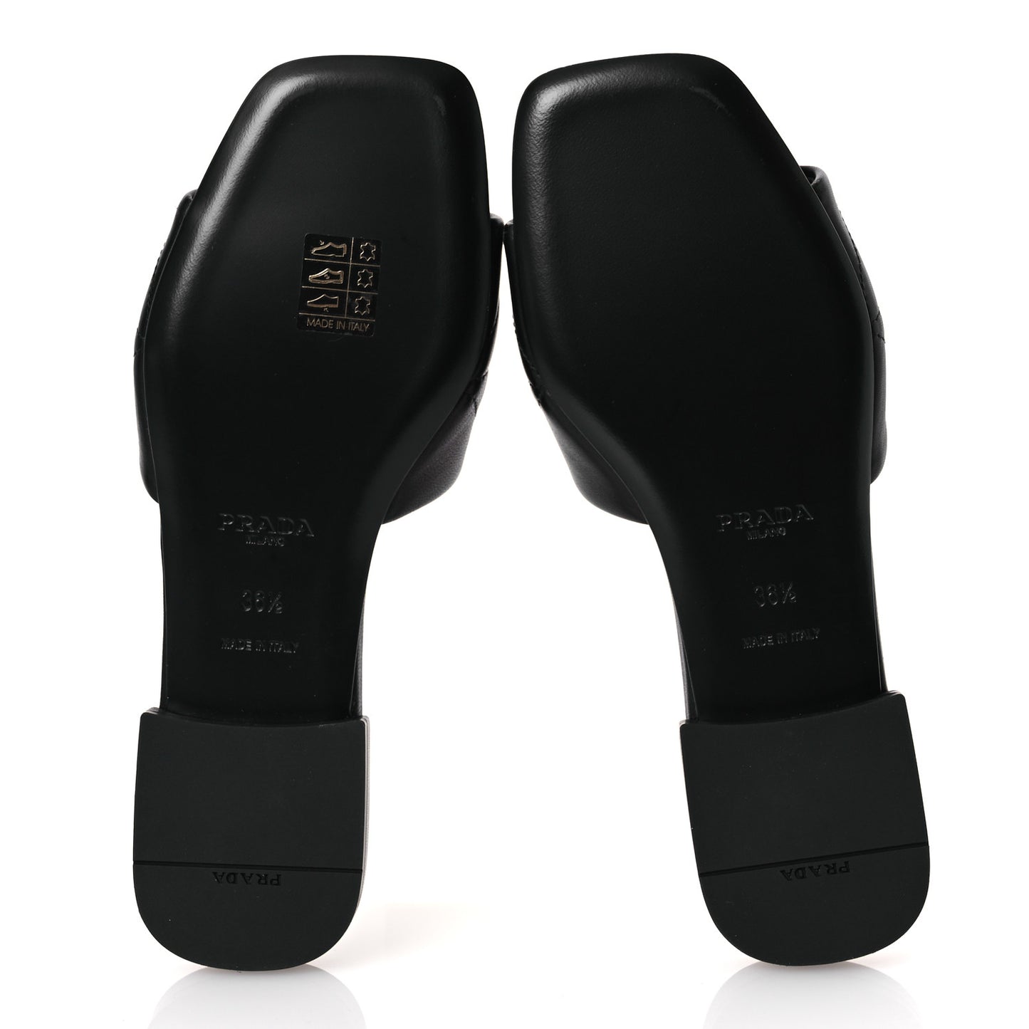 Nappa Logo Quilted 10mm Slide Sandals 36.5 Black