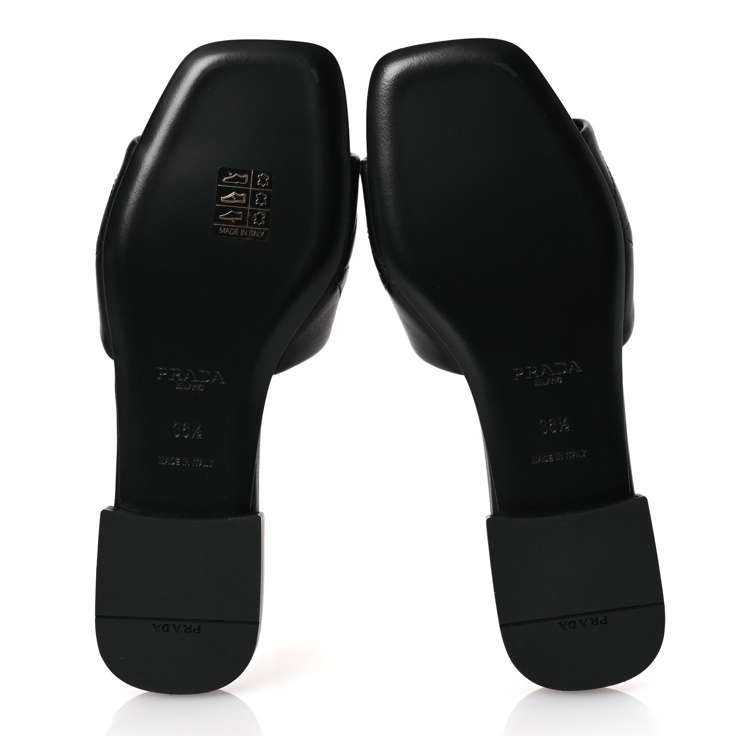 Prada Nappa Logo Quilted 10mm Slide Sandals 36.5 Black 7 of 10