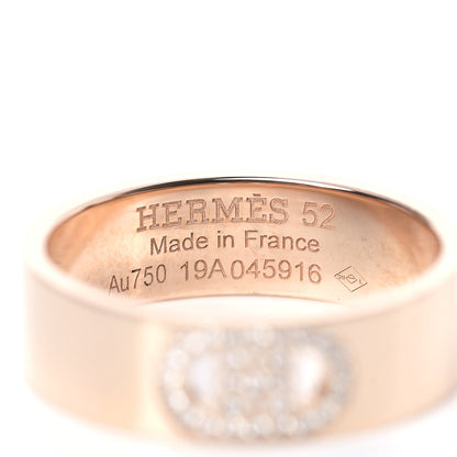 Hermes 18K Rose Gold Diamond PM H D'Ancre Ring 52 6 4 of 5