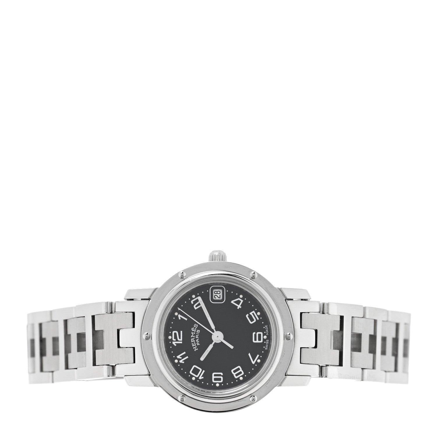 Hermes Stainless Steel 24mm Clipper Quartz Watch Black 2 of 4