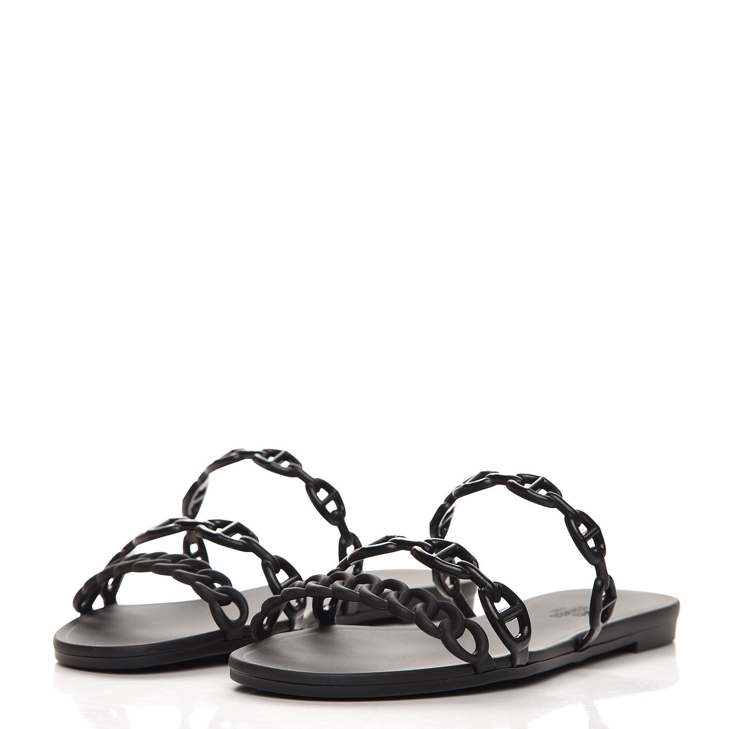 Hermes Rubber Chaine d'Ancre Rivage Sandals 36 Black 3 of 8