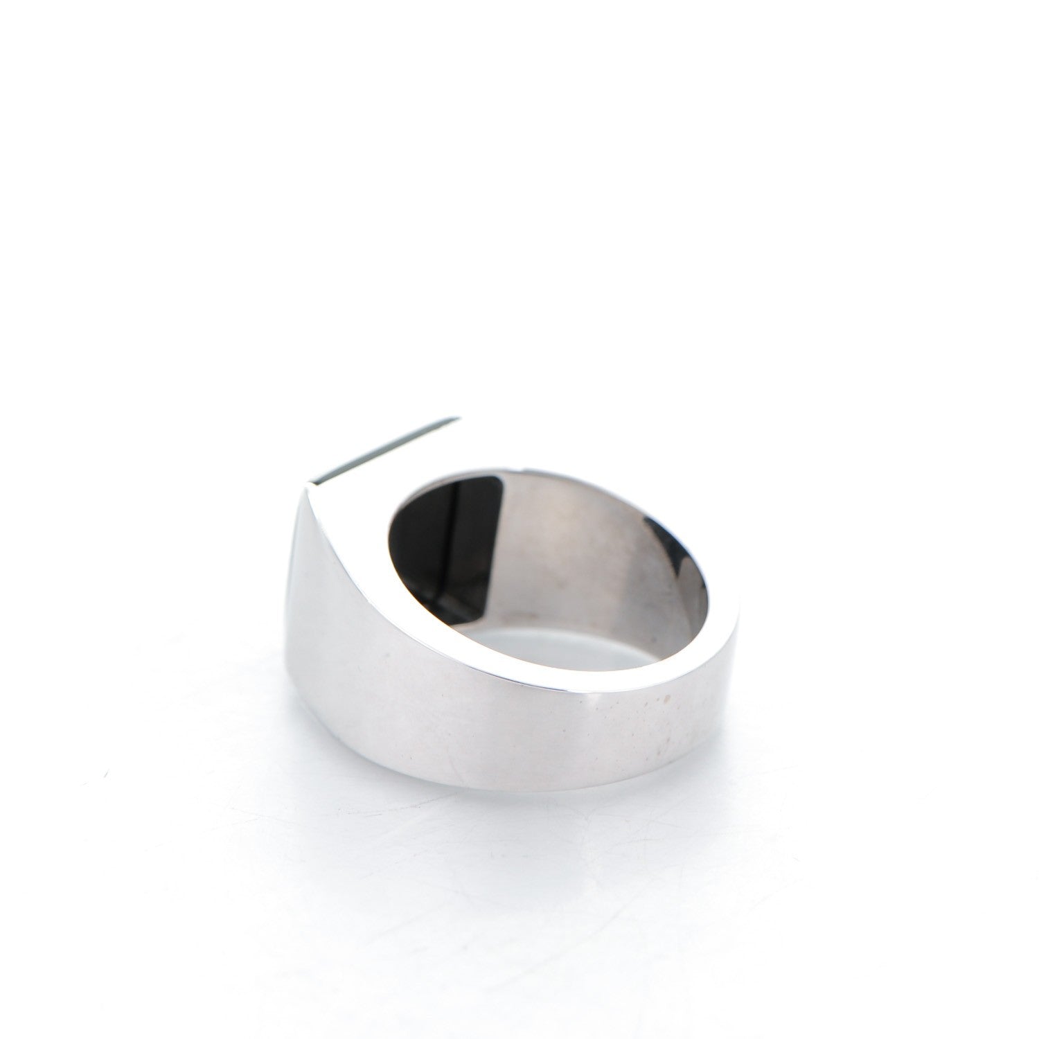 Cartier 18K White Gold Black Onyx Tank Ring 54 6.75 3 of 5
