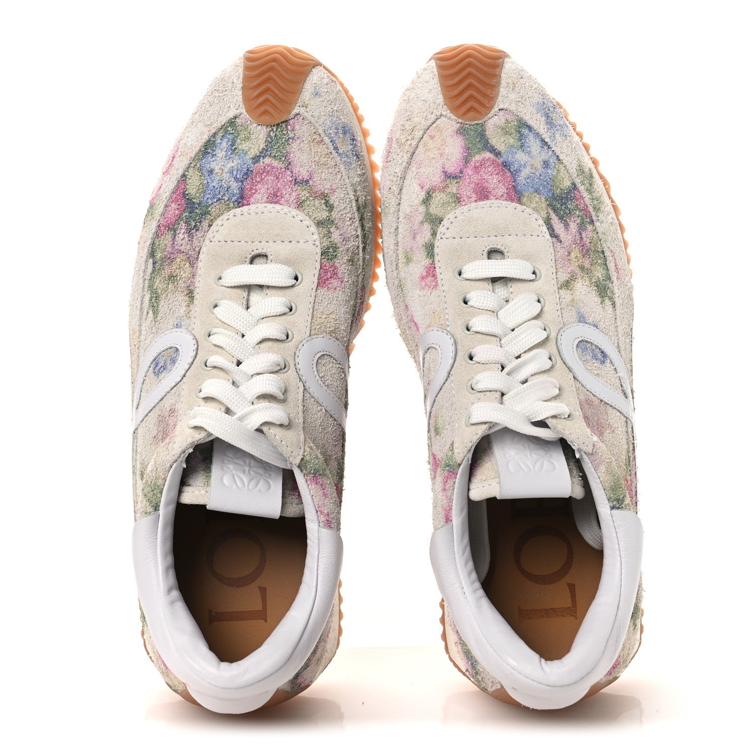Loewe Suede Flow Runner Floral Sneakers 39 White Pink Multicolor 2 of 11