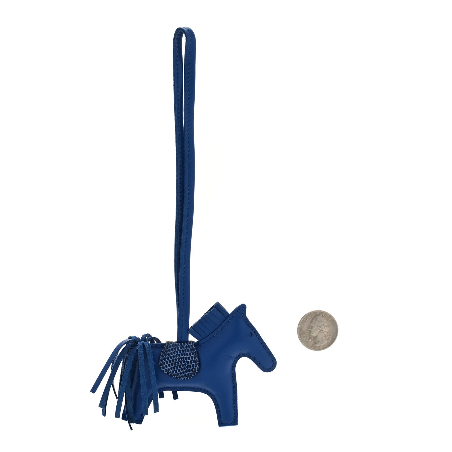 Milo Lambskin Lizard Touch Grigri Rodeo Horse Bag Charm PM Bleu France Bleu Saphir
