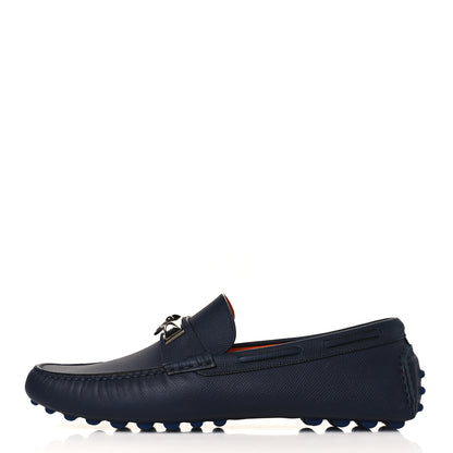Hermes Epsom Mens Irving Driving Moccasin Loafers 42 Marine 1 of 8