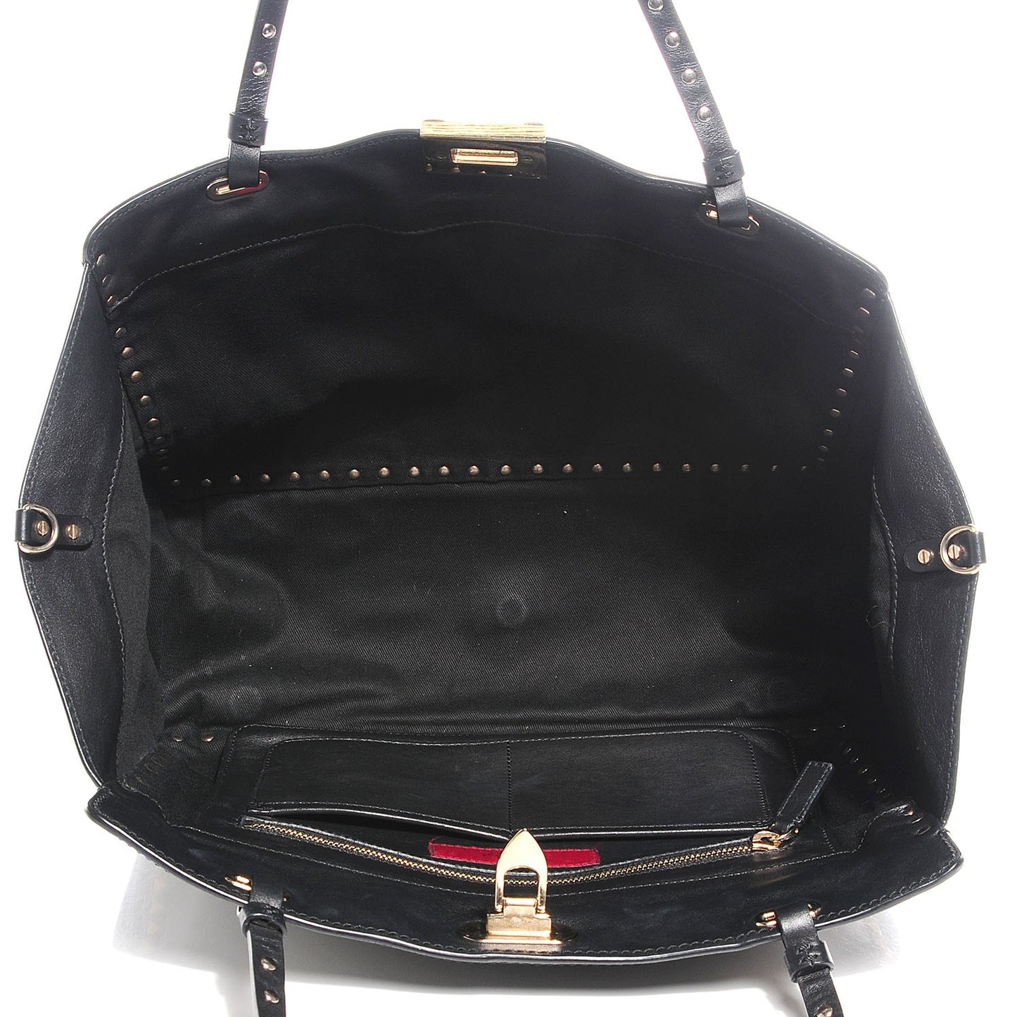 Vitello Medium Rockstud Tote Black
