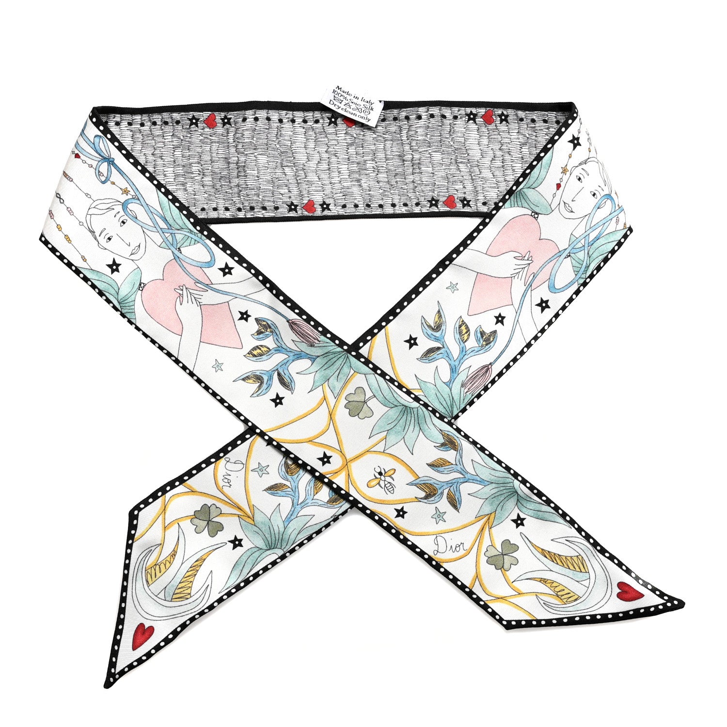 Christian Dior Silk The Lovers Tarot Mitzah Scarf Off White