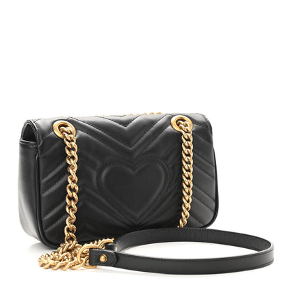 Gucci Calfskin Matelasse Mini GG Marmont Shoulder Bag Black 3 of 14