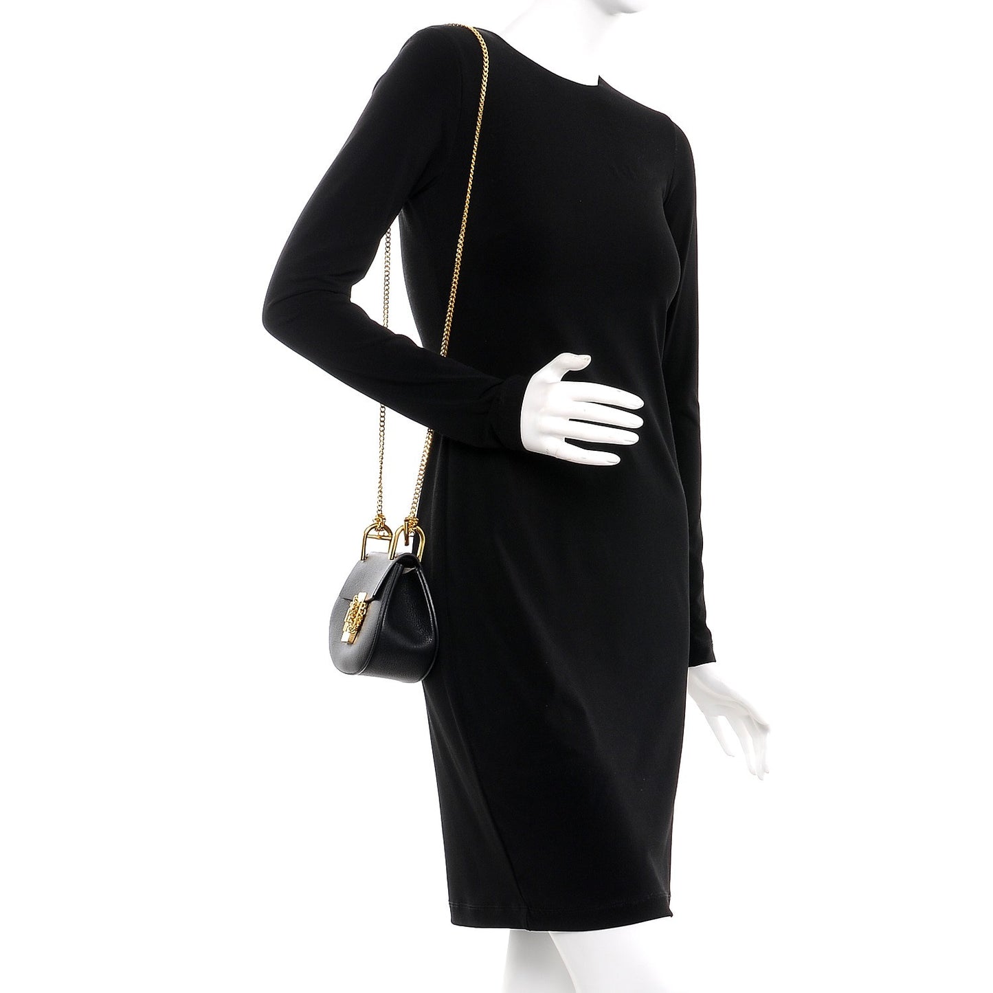 Grained Lambskin Nano Drew Shoulder Bag Black