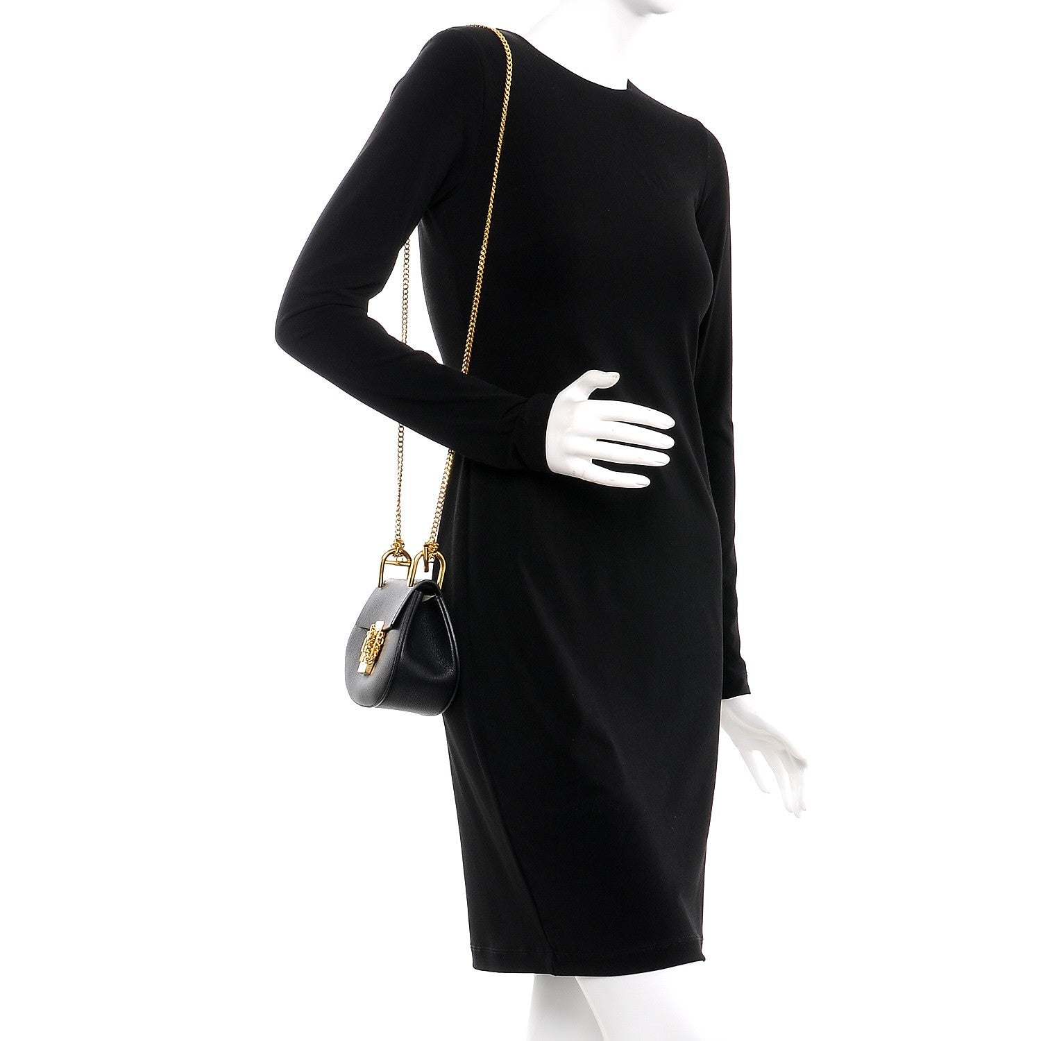 Chloe Grained Lambskin Nano Drew Shoulder Bag Black 2 of 7