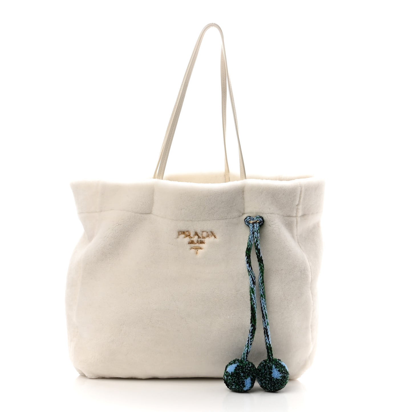 Shearling Saffiano Shoulder Bag White