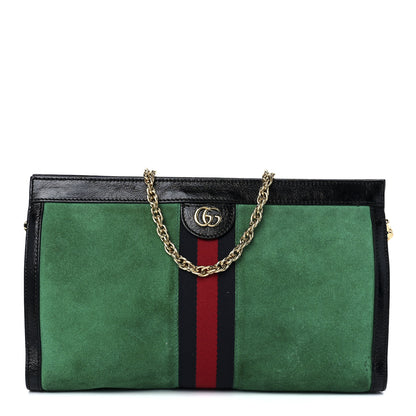 Gucci Suede Patent Web Medium Ophidia Chain Shoulder Bag New Shamarock Black 1 of 15