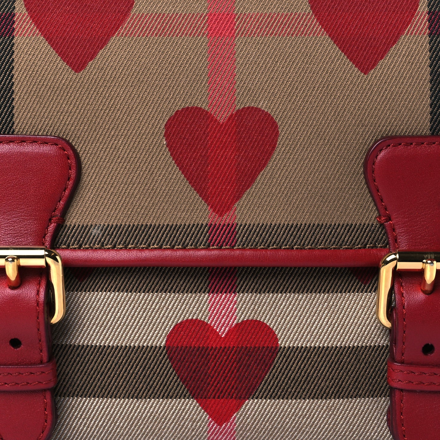 Horseferry Check Heart Print Crossbody Flap Parade Red