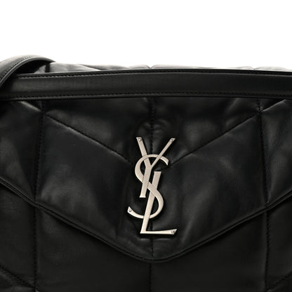 Saint Laurent Lambskin Quilted Medium Loulou Puffer Monogram Chain Satchel Black 8 of 13