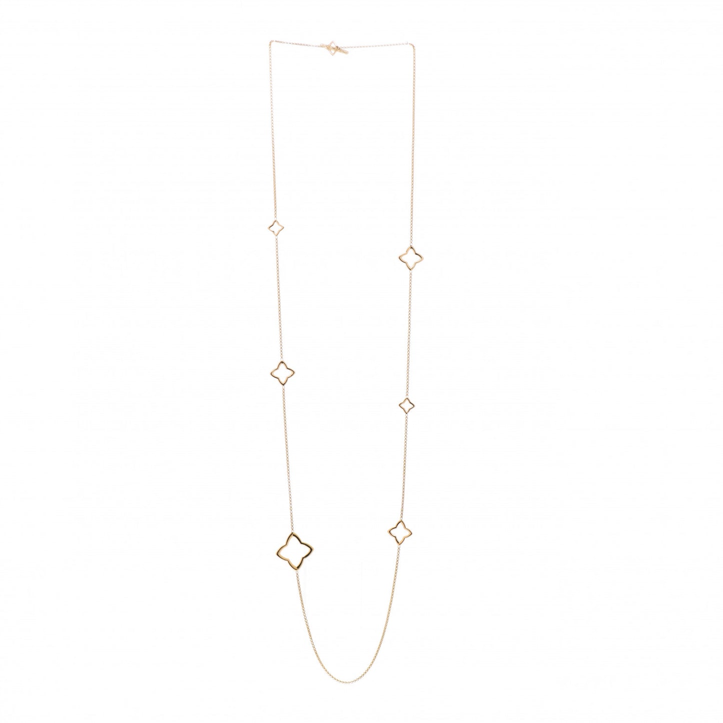 18K Yellow Gold Quatrefoil Station Necklace
